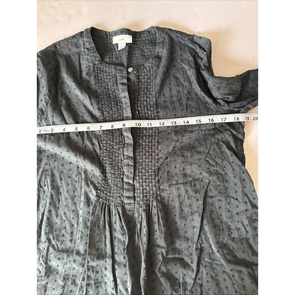 J. Jill Popover Sz Small Swiss Dot Forest Green Blouse Casual Office Fairy - Picture 3 of 10